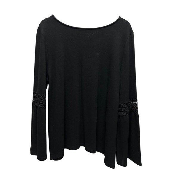 Chico's Black Knit Bell Sleeve with Crochet Detail Top - Picture 5 of 6